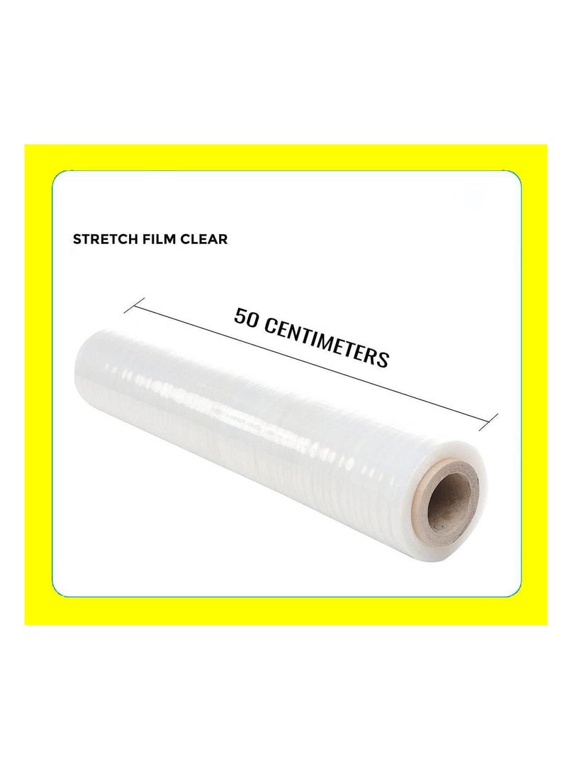 ECVV ECVV 6 Roll Clear Stretch Film Wrap - 500mm Heavy Duty Plastic Shrink Wrap for Pallet Wrap, Packing, Moving and Packaging - Cling Wrap, 1.20 kg, 400g core - Image 1