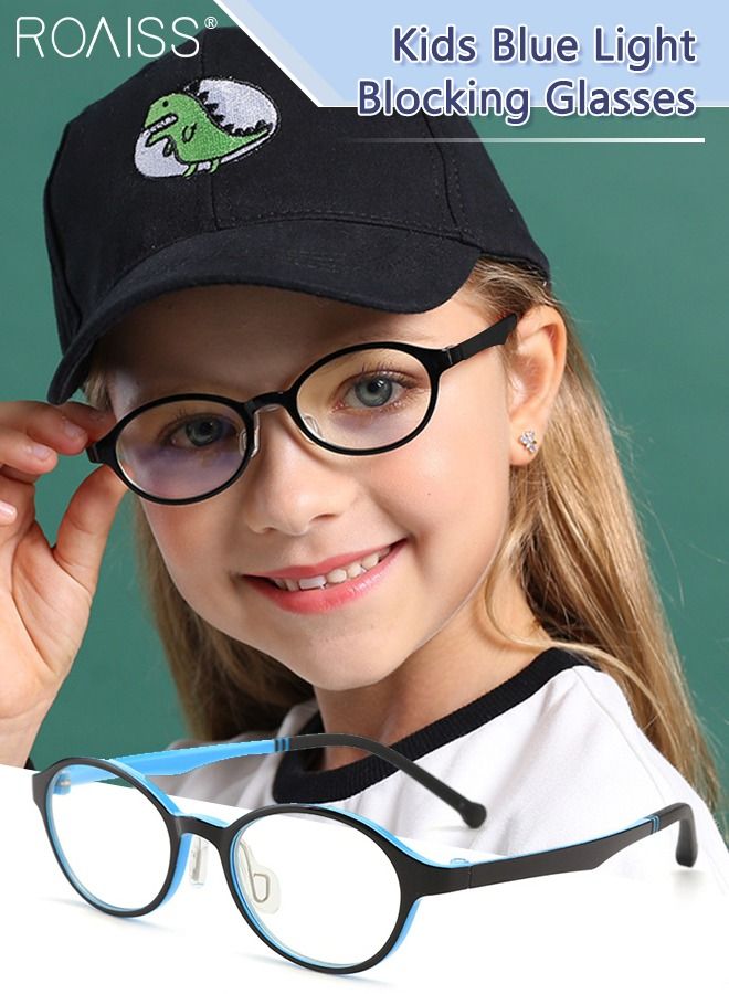 roaiss Kids Blue Light Blocking Glasses, Anti Eyestrain Computer Glasses, Gaming Eyewear UV400 Protection with Light Weight TPEE Frame for Boys Girls and Children Age 3-12, Black Blue  - Image 1