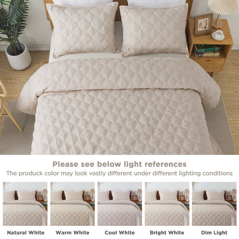 Litanika Litanika Beige Oversized King Bedspreads 128x120 Quilt Set - 3 Piece Summer Lightweight Comforter Coverlets  Boho Farmhouse Bedding Cover Bed Decor All Season(Super King Plus - 1 Quilt 2 Pillowcases)  - Image 4