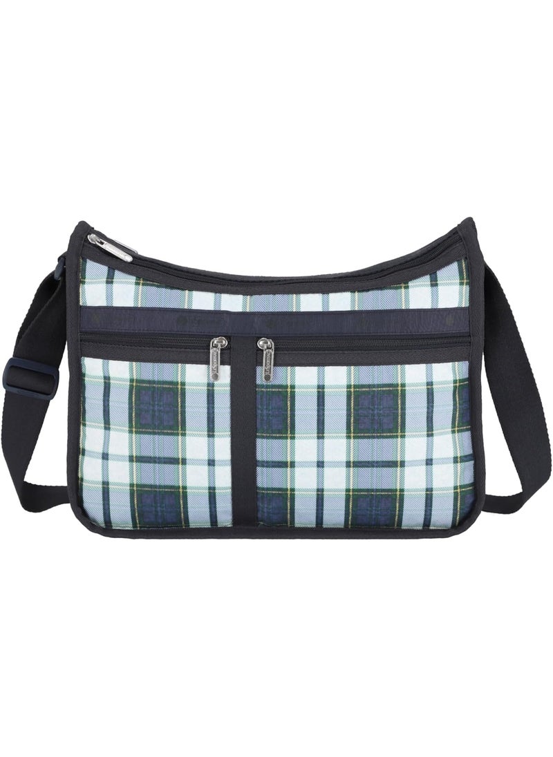 LeSportsac - LeSportsac Deep Blue Tartan Deluxe Everyday Crossbody Bag + Cosmetic Bag, Style 7507/Color U298, Fashion Trending Bold Plaid in Navy, Sky Blue, Forest Green & Yellow, Subtle Sheen, Recycled Collection - Image 1