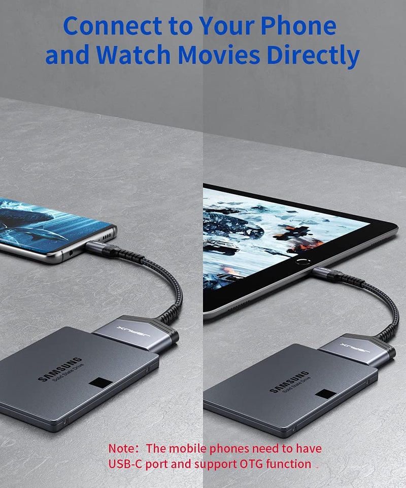 jsaux SATA to USB C Cable, USB C 3.1 to 2.5” SATA III Hard Driver Adapter Aluminum Shell External Converter Compatible with SSD/HDD Data Transfer-Grey - Image 5