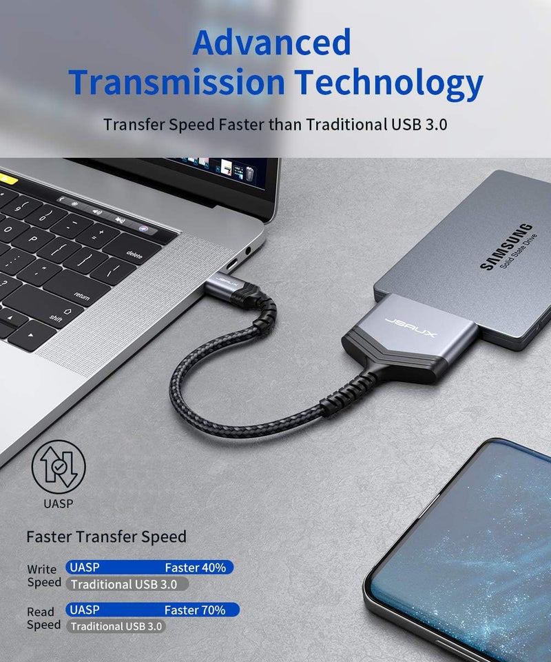 jsaux SATA to USB C Cable, USB C 3.1 to 2.5” SATA III Hard Driver Adapter Aluminum Shell External Converter Compatible with SSD/HDD Data Transfer-Grey - Image 3