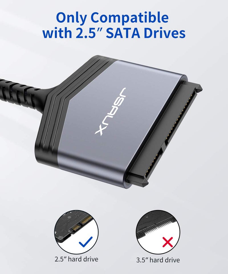 jsaux SATA to USB C Cable, USB C 3.1 to 2.5” SATA III Hard Driver Adapter Aluminum Shell External Converter Compatible with SSD/HDD Data Transfer-Grey - Image 2