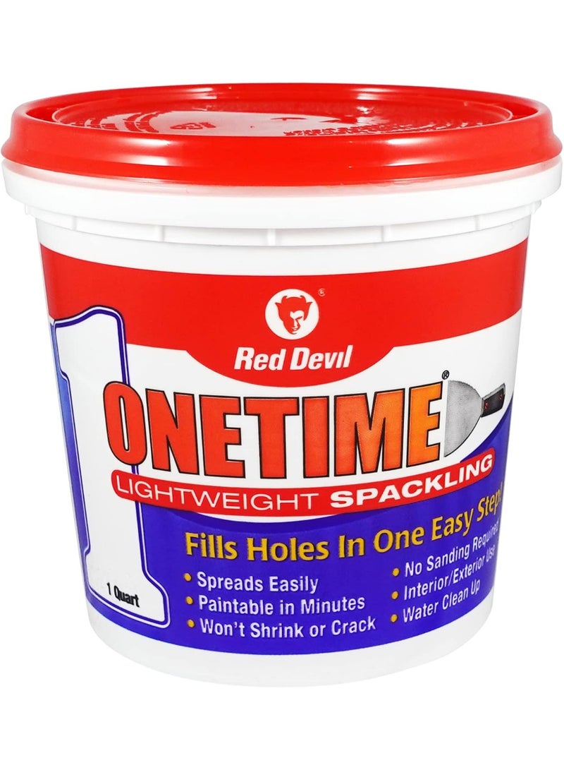Red Devil Onetime Lightweight Spackling Compound Wall Repair Spackling For Holes Drywall White 1 Quart - Image 1