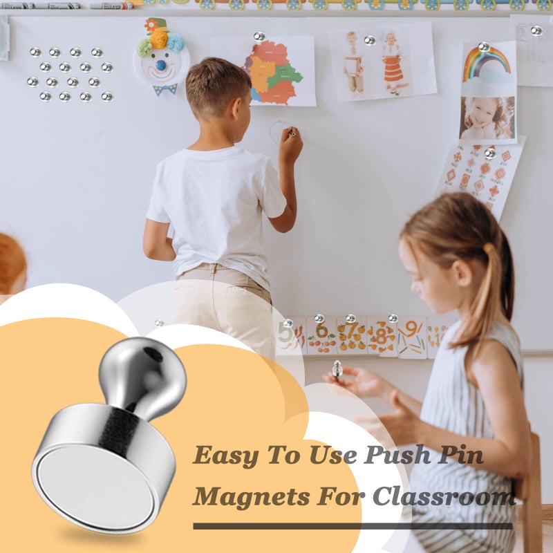 MIN CI 25Pcs Strong Fridge Magnets, Refrigerator Magnets for Whiteboard, Magnetic Push Pins Small Whiteboard Magnets for Classroom, Magnetic Decorative Magnets, Locker Accessories and Dry Erase Magnets - Image 3