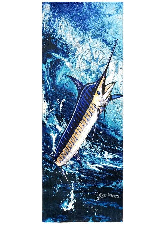 Beachland Blue Marlin Beach Towel 30 x 60 inch Fishing 100% Cotton - Image 1
