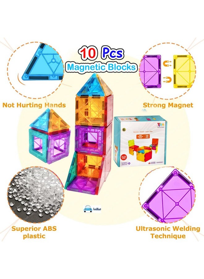 FunBlast FunBlast Magnet Building Blocks for Kids, Magnetic Blocks for Kids Toys for 3+ Yrs Old Boys Girls, DIY Educational STEM Toy for 3+ Years Kids, Learning and Construction Toys (10 Pcs)  - Image 3