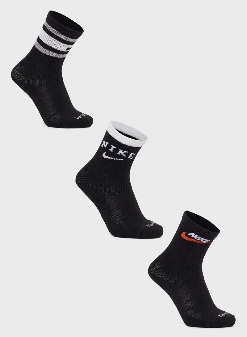 Nike Kids 3 Pack Everyday Plus Cushion  Crew Socks