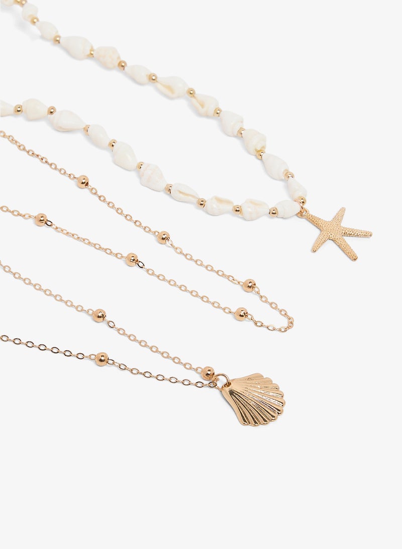 Ginger Beach Inspired Beaded Gold Necklaces - Image 1