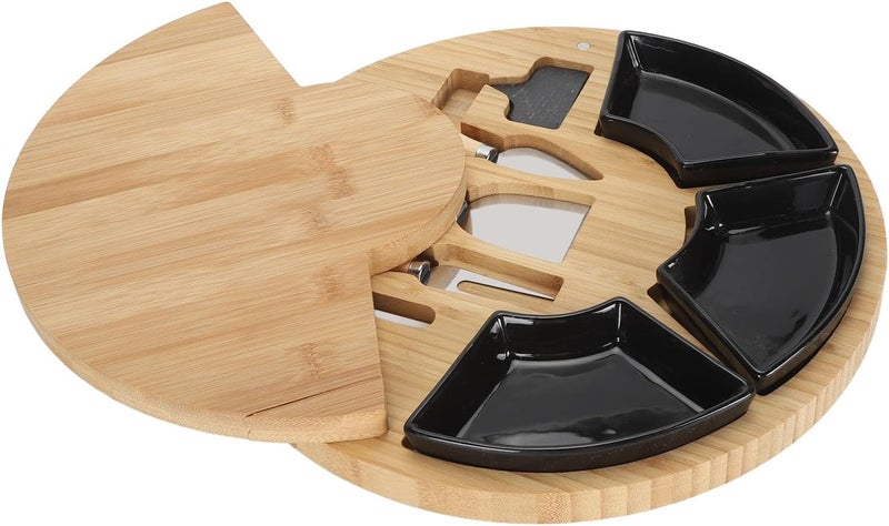 Wooden Cheese Board for Kitchen, High Hardness Hygienic Odorless Cheese Meat Tray, Multifunctional Serving Platter with Nature Texture for Bread Fruit and Charcuterie (Round) - Image 4