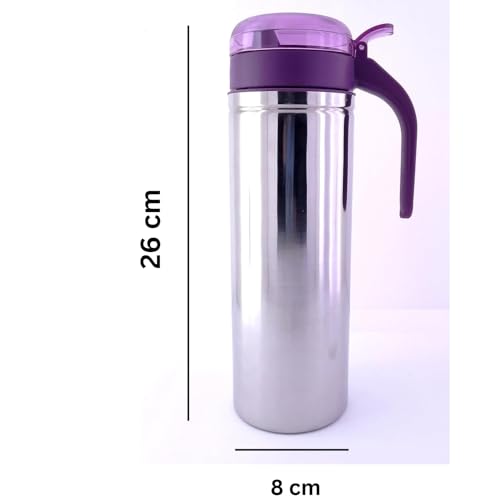 Brunchy Stainless Steel Oil Dispenser 1 Litre - Premium Nozzle, Leak-Proof Oil Pourer Bottle with Handle, Durable Steel Oil Dispenser 1+ Litre for Kitchen Use (Modern, Purple) - Image 2