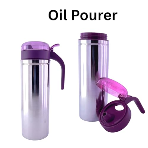 Brunchy Stainless Steel Oil Dispenser 1 Litre - Premium Nozzle, Leak-Proof Oil Pourer Bottle with Handle, Durable Steel Oil Dispenser 1+ Litre for Kitchen Use (Modern, Purple) - Image 5