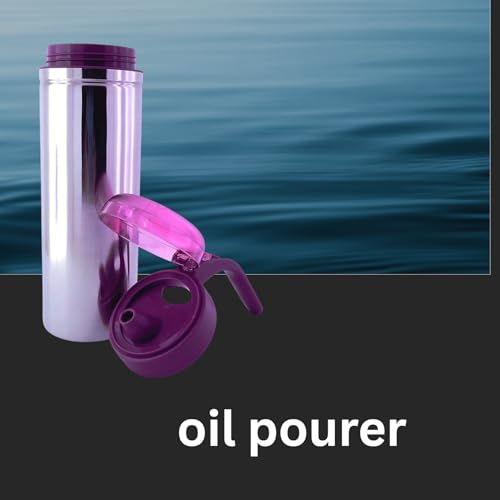 Brunchy Stainless Steel Oil Dispenser 1 Litre - Premium Nozzle, Leak-Proof Oil Pourer Bottle with Handle, Durable Steel Oil Dispenser 1+ Litre for Kitchen Use (Modern, Purple) - Image 4