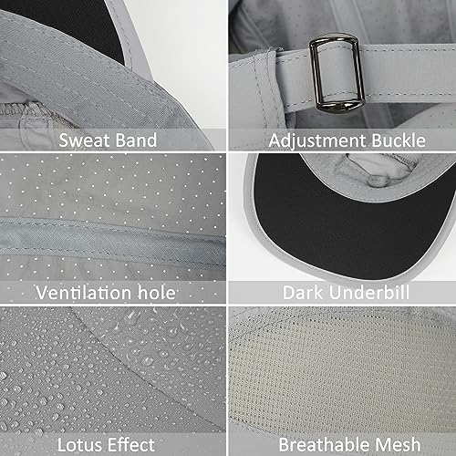 GADIEMKENSD Running Hat, Mens Outdoor Hat Unstructured Baseball Cap UPF 50 UV SPF Exercise Run Caps Reflective Breathable Light Sun Hats Quick Dry Mesh Summer Sports Hat Cap Men Woman Under 10 Gray - Image 5