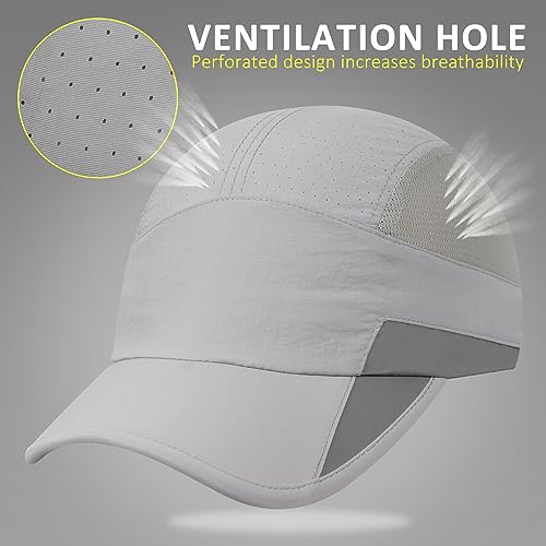 GADIEMKENSD Running Hat, Mens Outdoor Hat Unstructured Baseball Cap UPF 50 UV SPF Exercise Run Caps Reflective Breathable Light Sun Hats Quick Dry Mesh Summer Sports Hat Cap Men Woman Under 10 Gray - Image 4