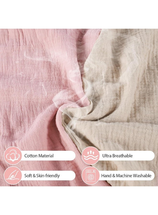 Winmany 2 Pack Muslin Nursing Pillow Covers Soft Cotton Newborn Breastfeeding Pillow Cover Baby Feeding Pillow Slipcover Shower Gifts for Boys Girls (Beige + Pink) - Image 5
