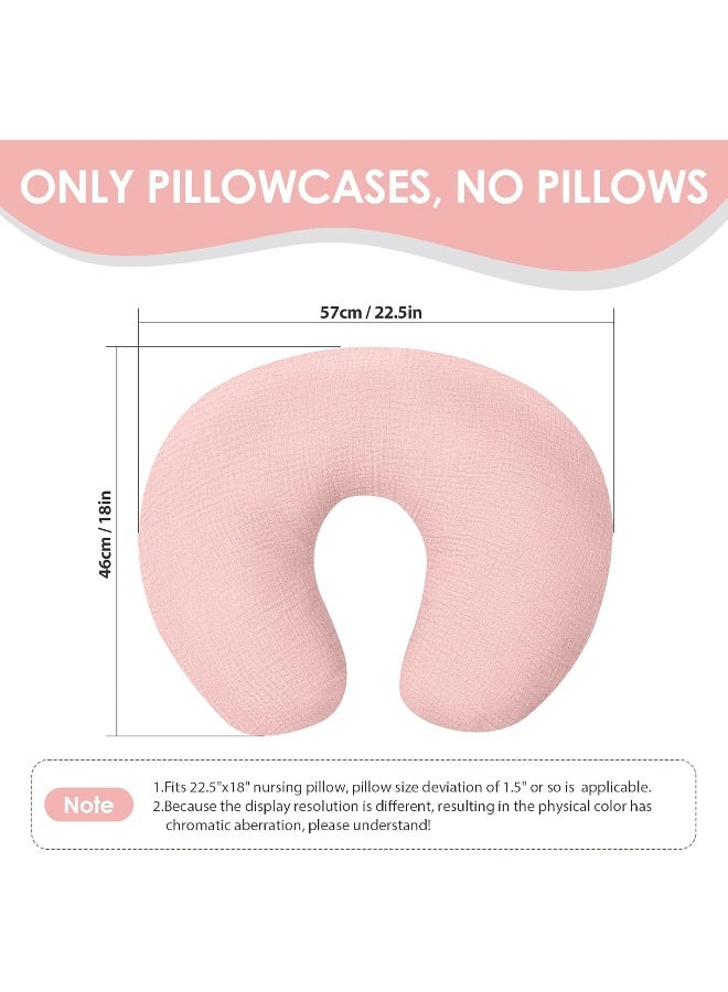 Winmany 2 Pack Muslin Nursing Pillow Covers Soft Cotton Newborn Breastfeeding Pillow Cover Baby Feeding Pillow Slipcover Shower Gifts for Boys Girls (Beige + Pink) - Image 4