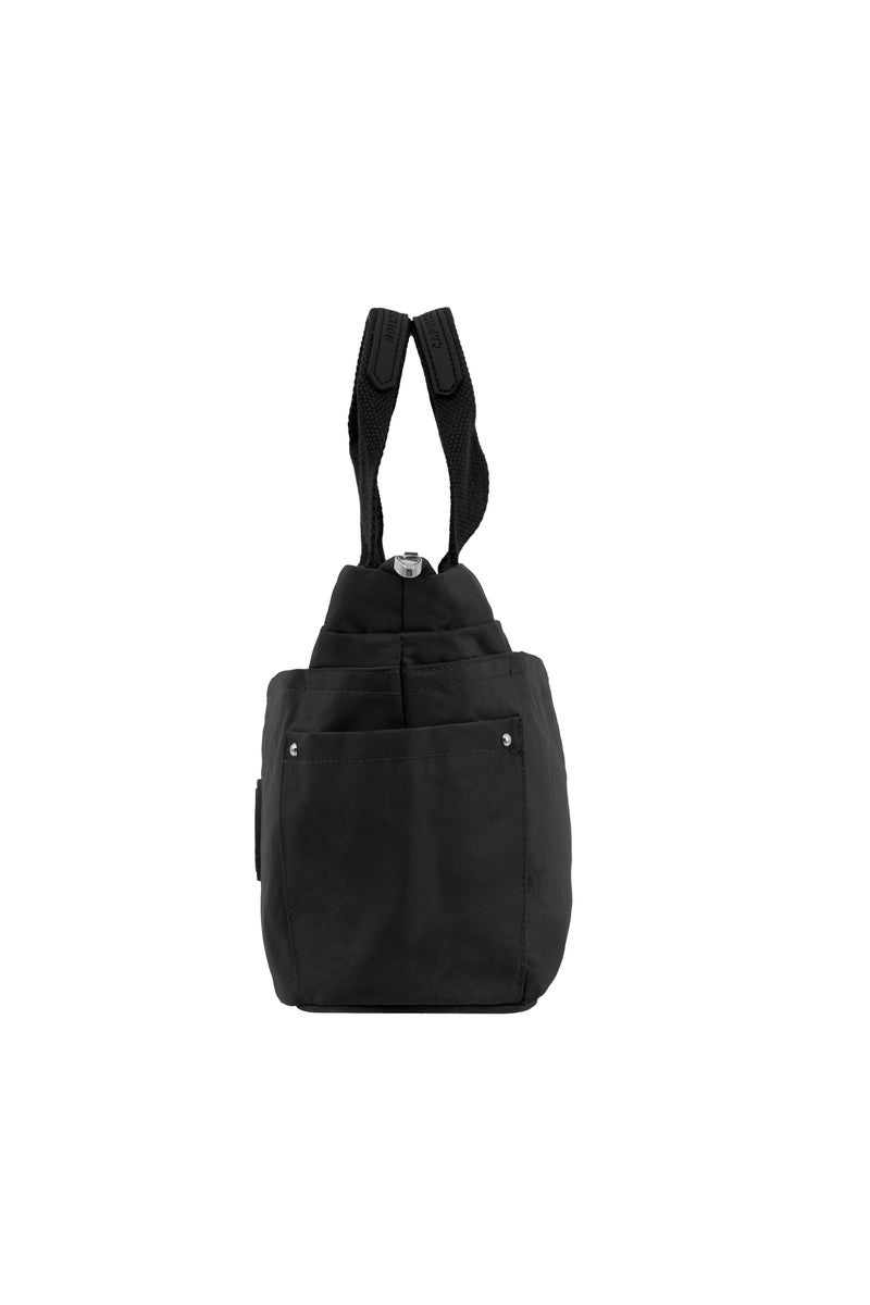CAPRICE COLLECTION Versatile Small Shoulder Bag – Water-Proof Nylon Handbag with Multi Pockets, Detachable Strap & Top Handle – Lightweight Daily Bag for Work, Travel & Casual Use – Black  - Image 4