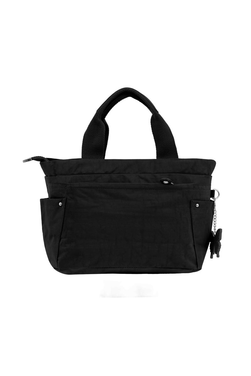 CAPRICE COLLECTION Versatile Small Shoulder Bag – Water-Proof Nylon Handbag with Multi Pockets, Detachable Strap & Top Handle – Lightweight Daily Bag for Work, Travel & Casual Use – Black  - Image 5