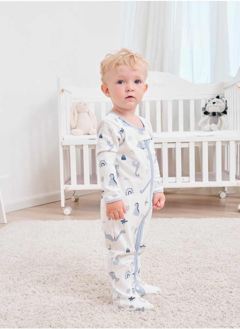 Miracle Baby - Newborn  baby rompers with zipper 100% cotton long sleeve baby pajamas footies baby clothes - Image 1