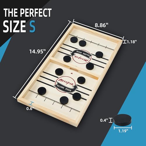 moopok Fast Sling Puck Game - Fast Action Super Foosball Table Desktop Battle Slingshot Wooden Air Hockey Board Game -Guaranteed Fun for Family Game Night or Friends Party - Image 5