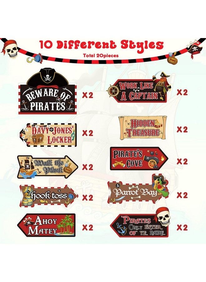Chinco - 20 Pieces Pirate Party Sign Pirate Party Supplies Skull Sign Pirate Theme Party Decorations Kids Birthday Party Favors - Image 1
