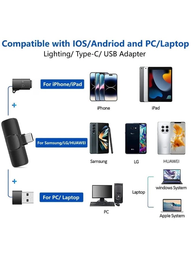 ميكروفون لافالير لاسلكي ZFSZ K1 لأجهزة iPhone وأجهزة Android المزودة بمنفذ Type-C - ميكروفون لافالير عالمي يعمل بمجرد التوصيل، مزود بمحول iOS وواقي من الرياح، مع خاصية تقليل الضوضاء، مثالي لمدونات الفيديو وTikTok وYouTube - Image 3