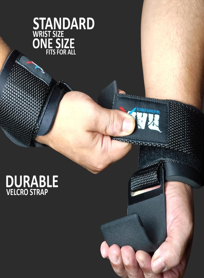 RAD Weight Lifting Hooks for Men & Women – Heavy Duty Gym Hooks with Thick Wrist Padding – Lifting Straps with Hooks for Deadlifts, Pull-Ups, Rows & Powerlifting – Black (Pair) - Image 2
