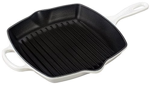 Le Creuset Le Creuset Enameled Cast Iron Signature Square Skillet Grill 1025 White 