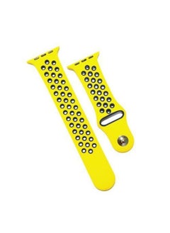 Innovative Ideas Sport Breathable Silicone Watch Band Strap Wristband For Apple Watch 44/45mm Adjustable Braided Series Nike+ Sports Edition - Yellow/Blue