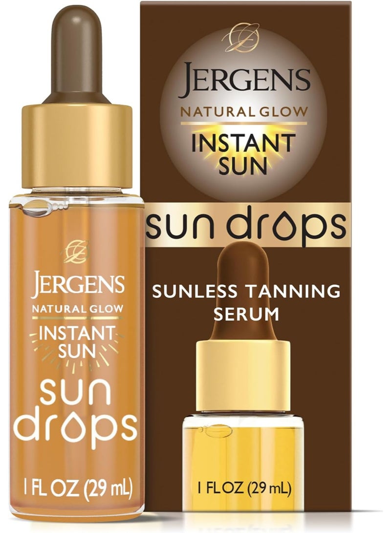 جرجنز قطرات جيرجنز الطبيعية للتوهج الفوري، تسمير بدون شمس للوجه والجسم، قطرات تسمير فورية، 1 أونصة سائلة - Image 1