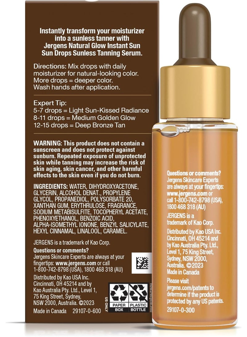 جرجنز قطرات جيرجنز الطبيعية للتوهج الفوري، تسمير بدون شمس للوجه والجسم، قطرات تسمير فورية، 1 أونصة سائلة - Image 4