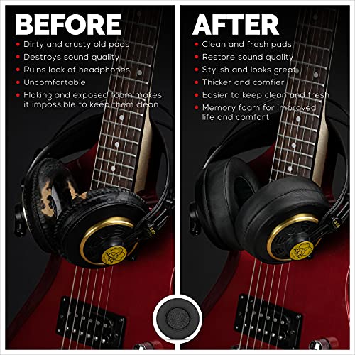 Brainwavz Round Replacement Memory Foam Earpads - Suitable for Many Other Large Over The Ear Headphones - Sennheiser, AKG, HifiMan, ATH, Philips, Fostex, Sony (Black) - Image 2