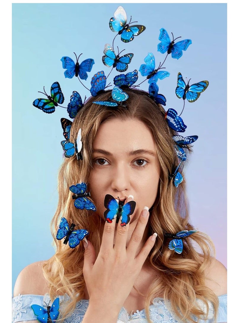 Butterfly Fascinators Hat, Bohemian Monarch Butterfly Hair Band Hoops Butterfly Headpiece for Bridal Wedding Prom Birthday Cosplay Tea Party Costumes Hair Accessories for Women Girls - Image 2