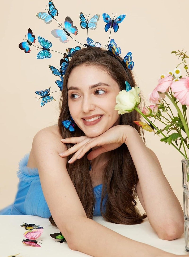 Butterfly Fascinators Hat, Bohemian Monarch Butterfly Hair Band Hoops Butterfly Headpiece for Bridal Wedding Prom Birthday Cosplay Tea Party Costumes Hair Accessories for Women Girls - Image 4