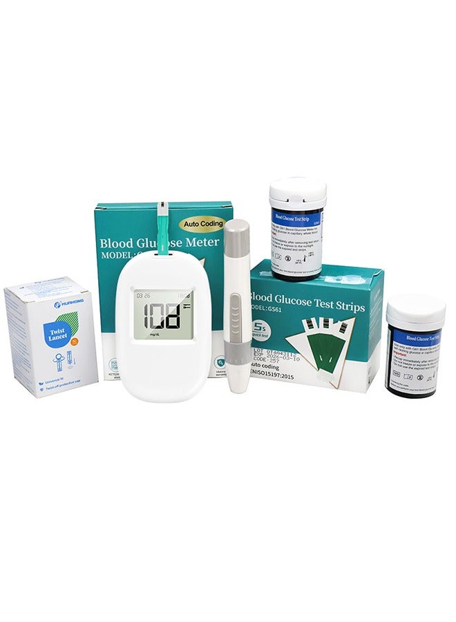 Generic Blood Glucose Meter Kit with 50 Blood Sugar Test Strips 1 Glucometer 50 Lancets 1 Lancing Device for Home Use Portable Blood Sugar Test Kit Diabetes Testing 