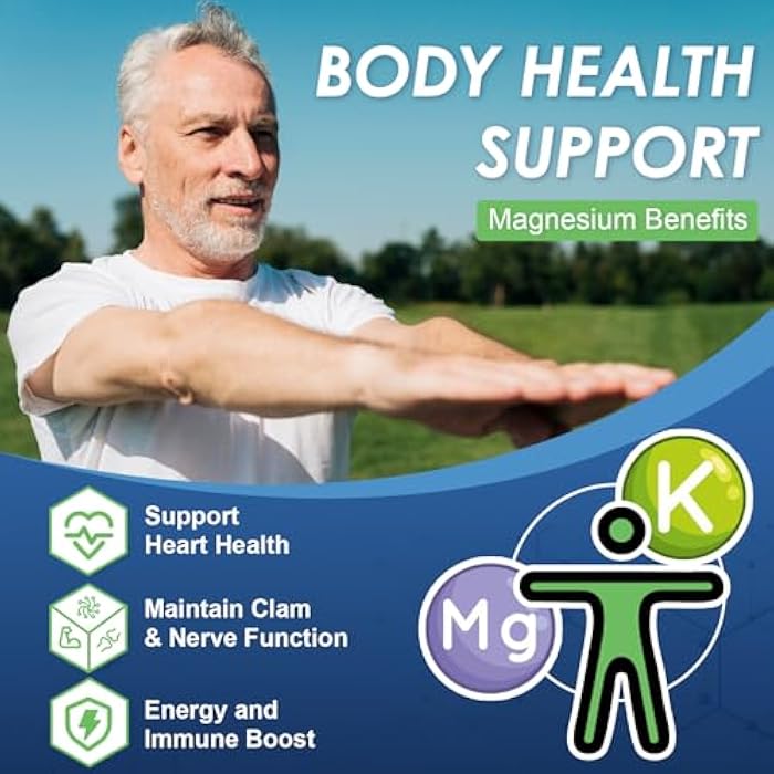 NATURE TARGET Magnesium Glycinate 500mg, Chelated Magnesium with Zinc & Vitamin D3 for Muscle, Nerve & Bone, Support Heart Health & Leg Cramp, Strength Immune System - 120 Capsules - Image 3