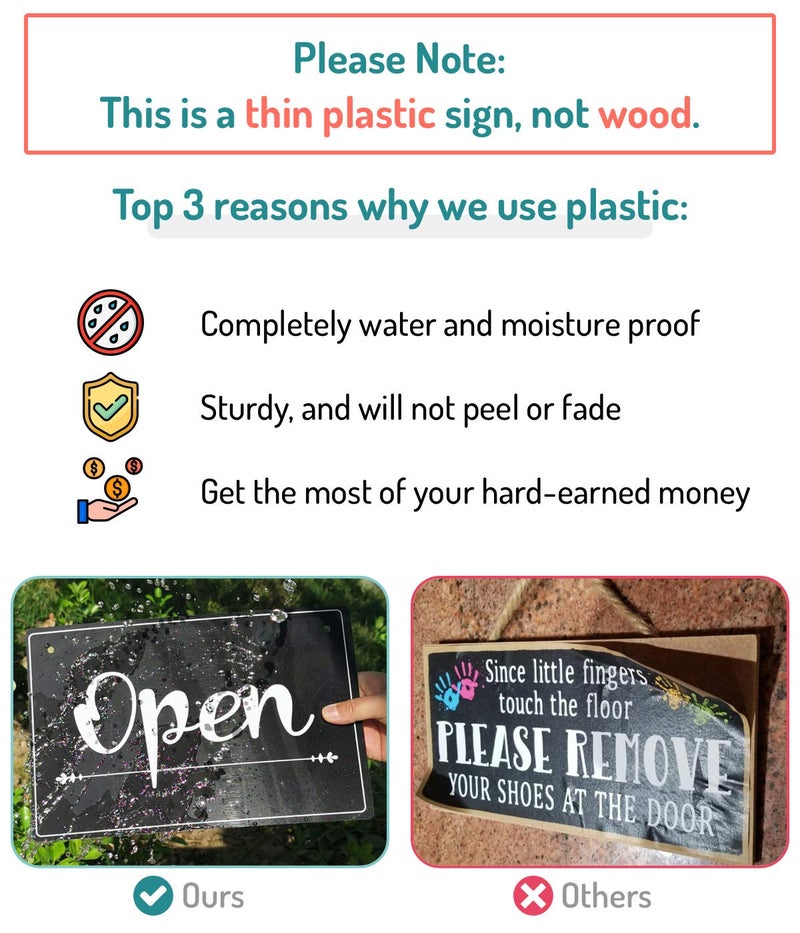 Fun-Plus Open Closed Board, 12x8 PVC Plastic Double Sided Hanging Sign, High Precision Printing, Water Proof, Open and Closed Sign for Business, Retail Store Supplies - Image 3