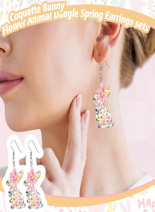 Nosiny 6 Pairs Floral Easter Bunny Earrings Easter Coquette Rabbit Earrings Acrylic Drop Dangle Jewelry Funny Cute Weird Jewelry for Women Spring Holiday Gifts - Image 4