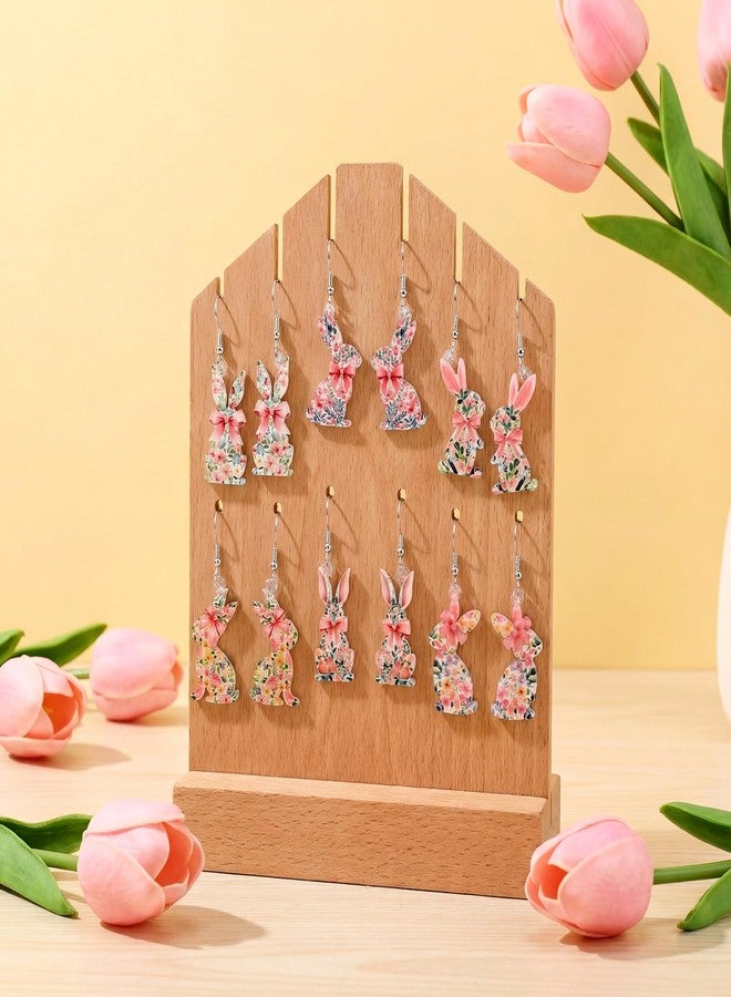 Nosiny 6 Pairs Floral Easter Bunny Earrings Easter Coquette Rabbit Earrings Acrylic Drop Dangle Jewelry Funny Cute Weird Jewelry for Women Spring Holiday Gifts - Image 3