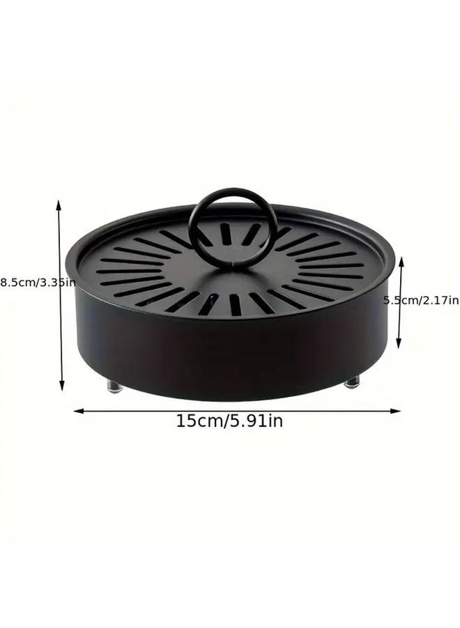 Black Metal Mosquito Coil Holder With Cover Round Carbon Steel Easy To Clean - Image 4