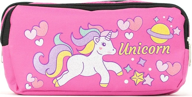 اوبلاند Girls Pencil Case Large Two Compartments Barbie Unicorn Cute Monkey Printed Fabric Durable
