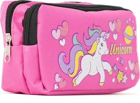 اوبلاند Girls Pencil Case Large Two Compartments Barbie Unicorn Cute Monkey Printed Fabric Durable
