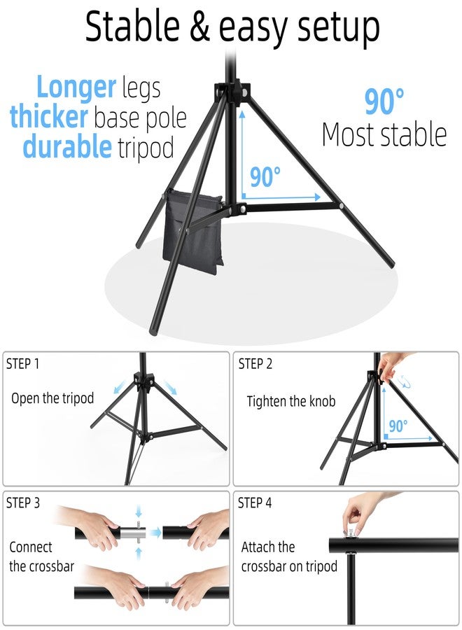 حامل خلفية للصور، 10 × 9 أقدام (عرض × ارتفاع) حامل خلفية للتصوير الفوتوغرافي قابل للتعديل، نظام دعم حامل خلفية صور الاستوديو المصنوع من سبائك الألومنيوم للحفلات وحفلات الزفاف والتصوير الفوتوغرافي وعرض الإعلانات - Image 5