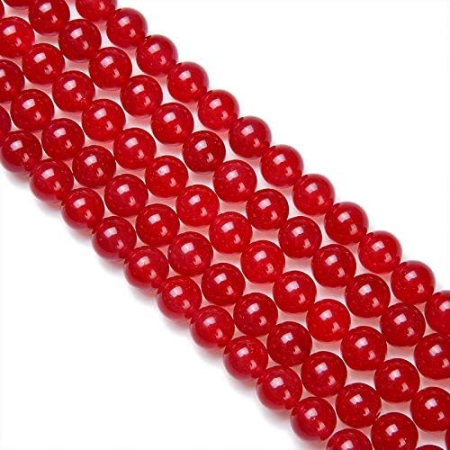 PLTbeads Gorgeous Natural Gemstone Loose Beads Smooth Round Approxi 15.5 inch DIY Bracelet Necklace for Jewelry Making (8mm, Red Dyed Jade) - Image 3