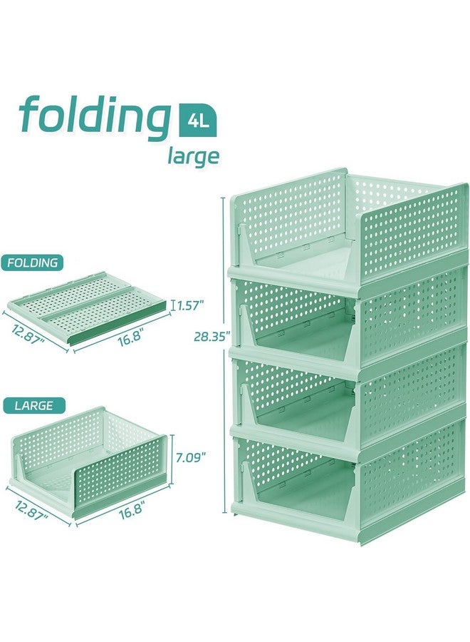 JEYANG JEYANG Clothes Organizer for Wardrobe - Foldable and Stackable Closet Cupboard Almirah Space Organiser for Shirt, T Shirt, Jeans (Pack of 12, Green) - Image 3
