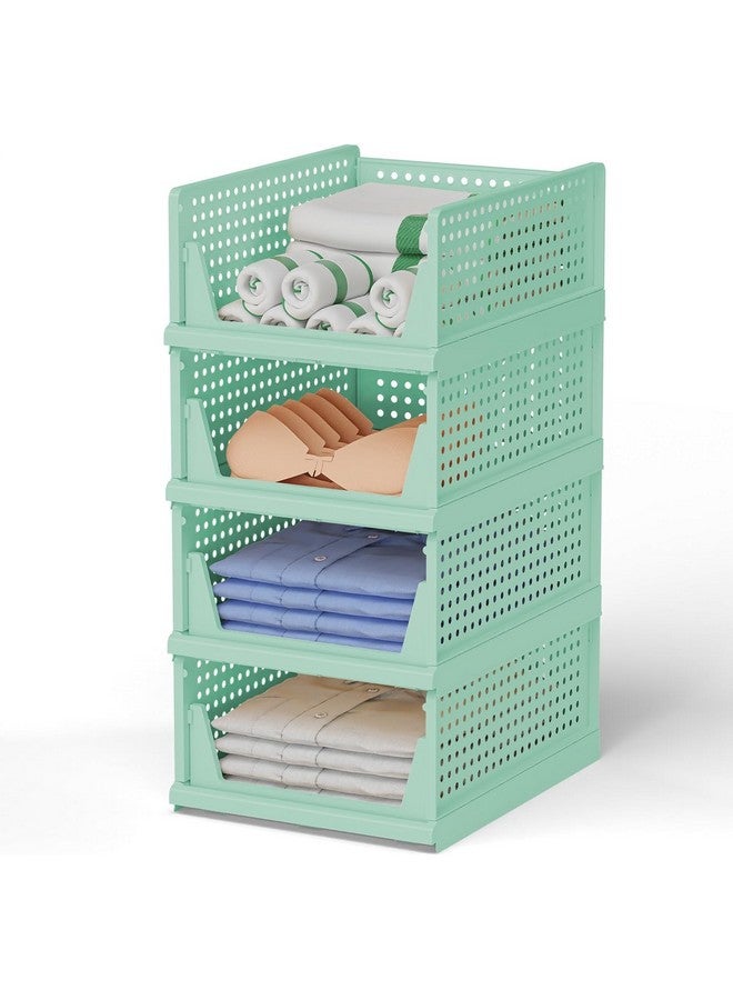JEYANG JEYANG Clothes Organizer for Wardrobe - Foldable and Stackable Closet Cupboard Almirah Space Organiser for Shirt, T Shirt, Jeans (Pack of 12, Green) - Image 1
