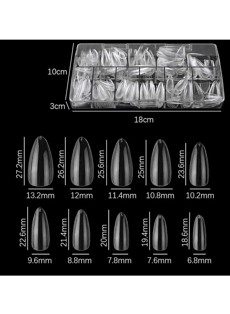 Red Blossom Almond Fake Nails 500pcs Press on Nails Pre-shape Gel Nail Tips for Full Cover Acrylic Nails French False Nails For Nail Extension Nail Art, Home DIY Nail Salon 12 Sizes False Gelly Tips  - Image 2