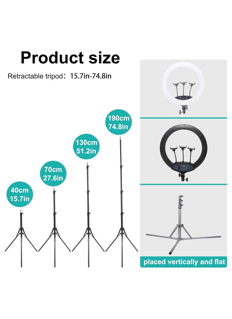 VENDIX - 54cm LED Ring Light with Multicolour Modes, Adjustable 198cm Tripod Stand, 10 Brightness Levels for Photography, Makeup, Video CALLS & Content Creation - Image 1