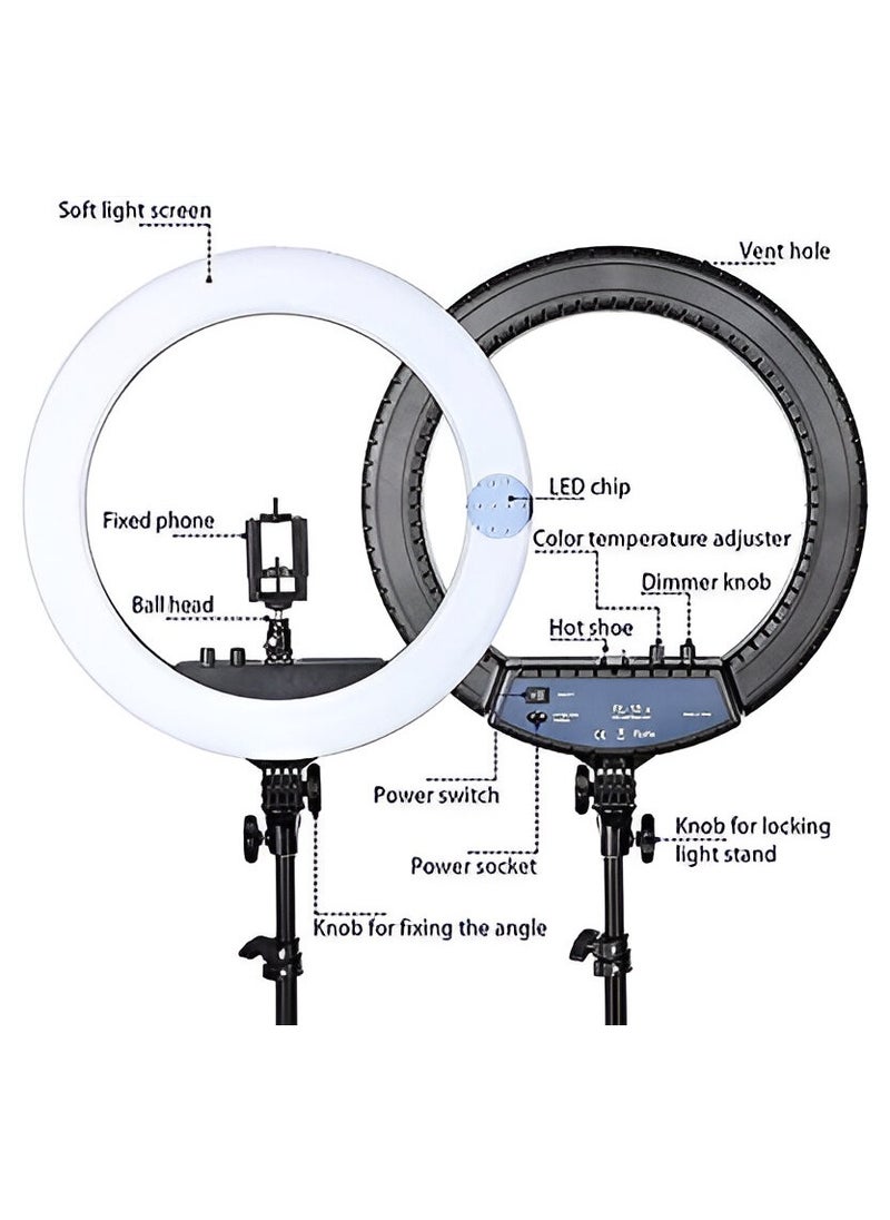 VENDIX - 54cm LED Ring Light with Multicolour Modes, Adjustable 198cm Tripod Stand, 10 Brightness Levels for Photography, Makeup, Video CALLS & Content Creation - Image 1